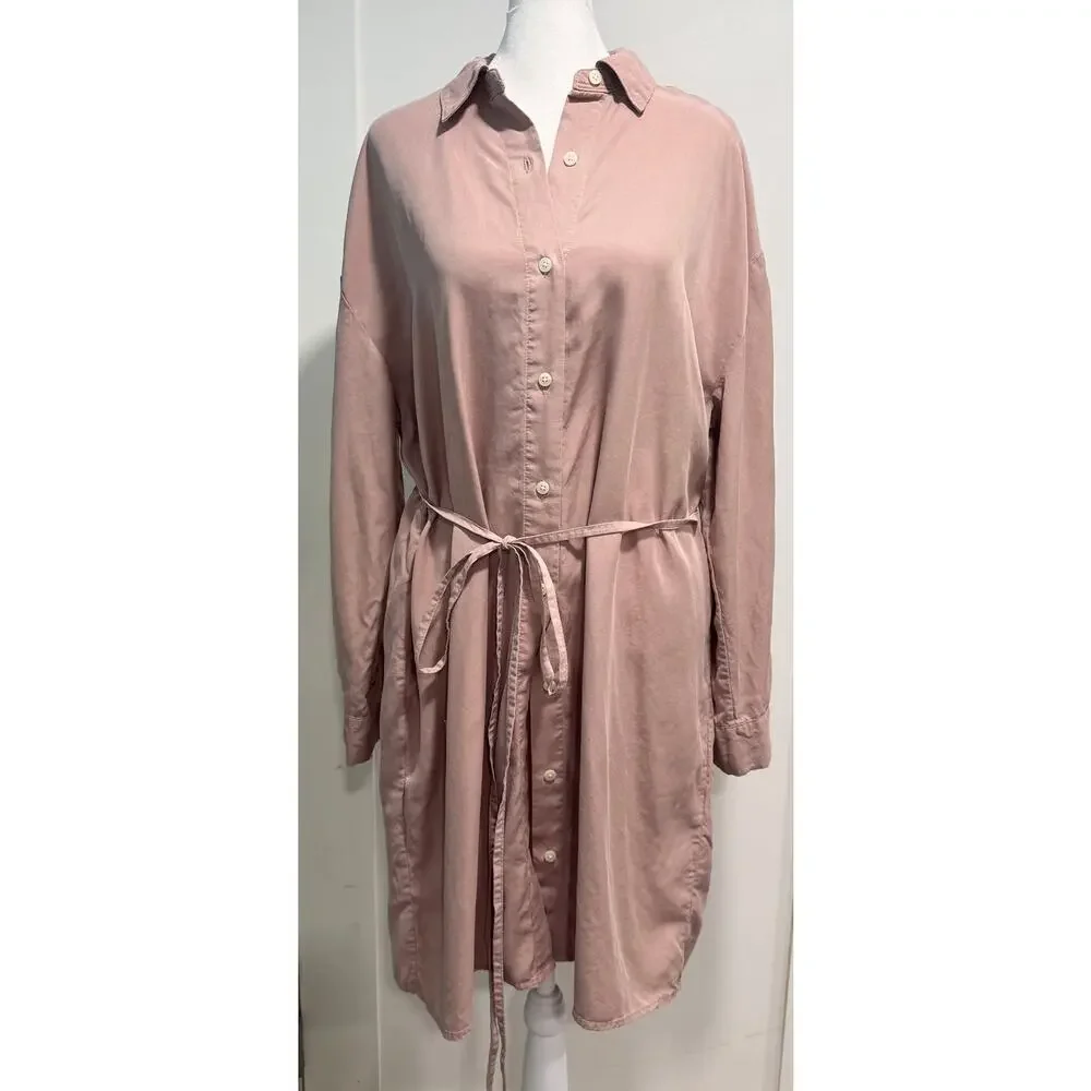 EVERLANE Must-Have Shirt Dress Belted Butterlite Collared Button Up Size S - Picture 3 of 6